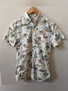 J.Crew Men’s Small Slim Fit Lightweight Chambray Cotton Vacation Shirt White